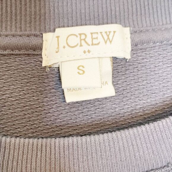 J. Crew Grey Silver Sparkle Beaded Accents Crewneck Sweatshirt Women’s S Holiday - Picture 11 of 13